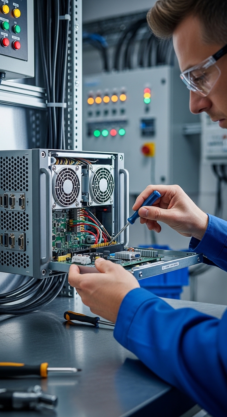 Proceso de mantenimiento de computadoras industriales